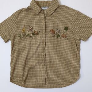Vintage Cabin Creek Safari Animal Embroidered Shirt Womens LP Jungle Novelty